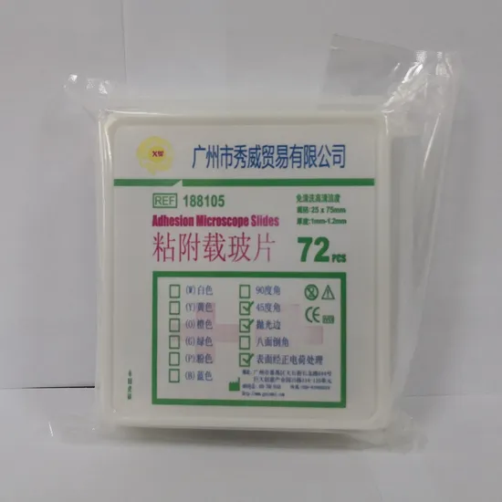 Chinese fabrikanten op maat gemaakte kleurlaboratorium microscoop dia's glas gebruikt voor microbi&euml;le studies